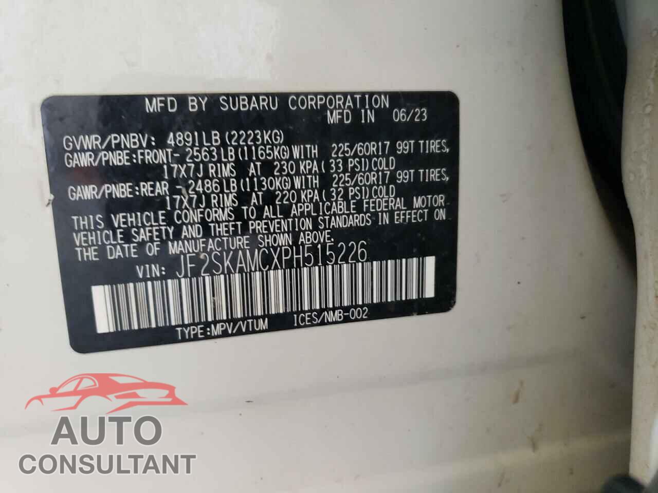 SUBARU FORESTER 2023 - JF2SKAMCXPH515226