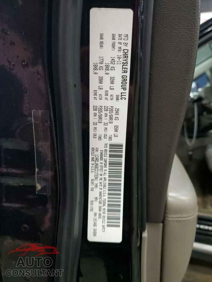DODGE DURANGO 2012 - 1C4RDJAG6CC172341