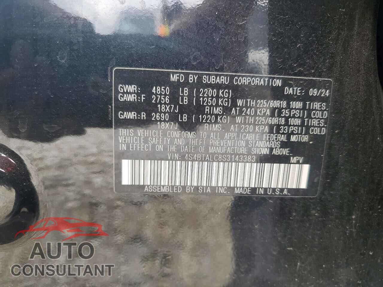 SUBARU OUTBACK 2025 - 4S4BTALC8S3143383