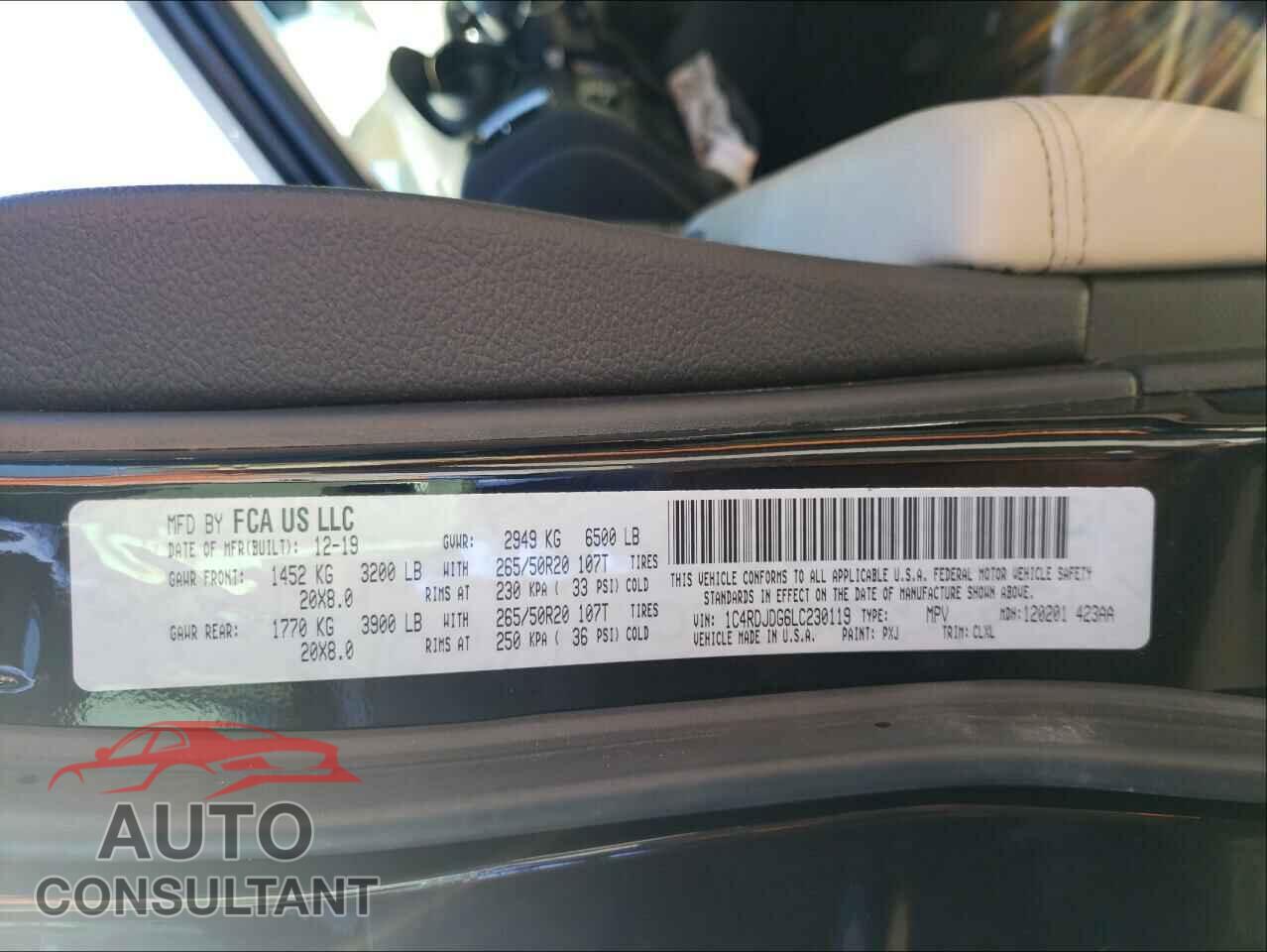 DODGE DURANGO 2020 - 1C4RDJDG6LC230119