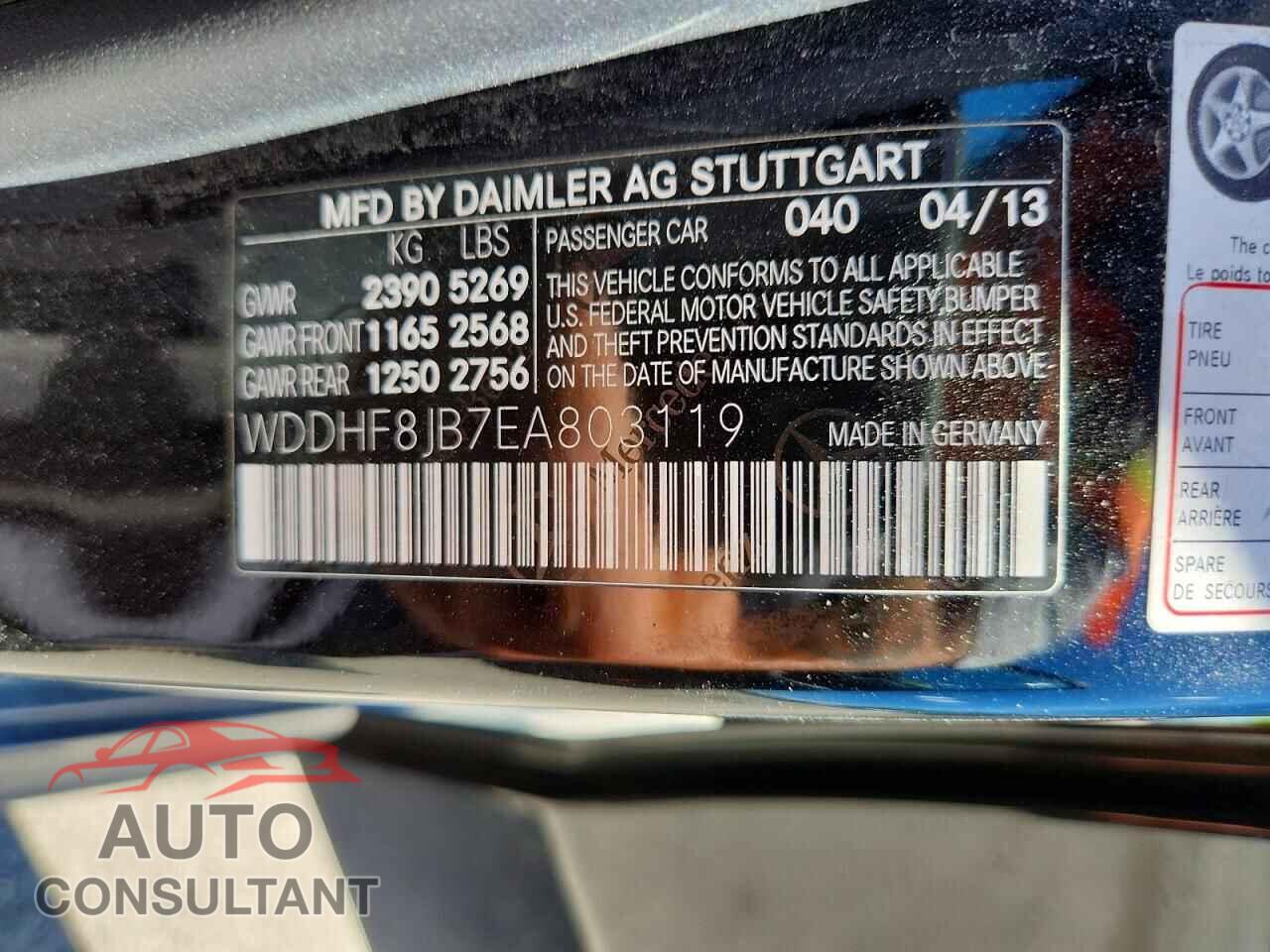 MERCEDES-BENZ E-CLASS 2014 - WDDHF8JB7EA803119