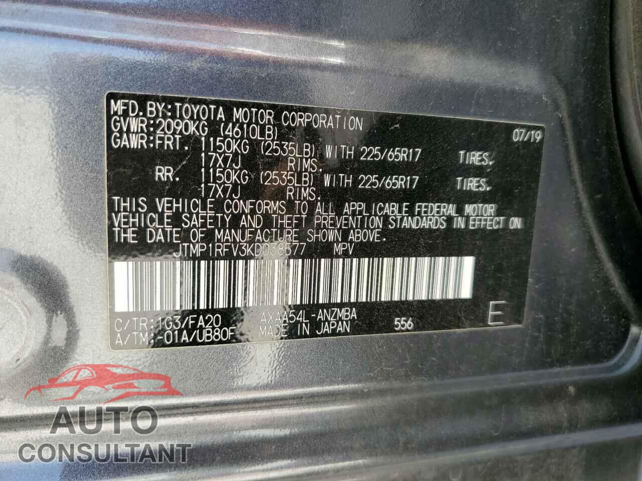 TOYOTA RAV4 2019 - JTMP1RFV3KD038577