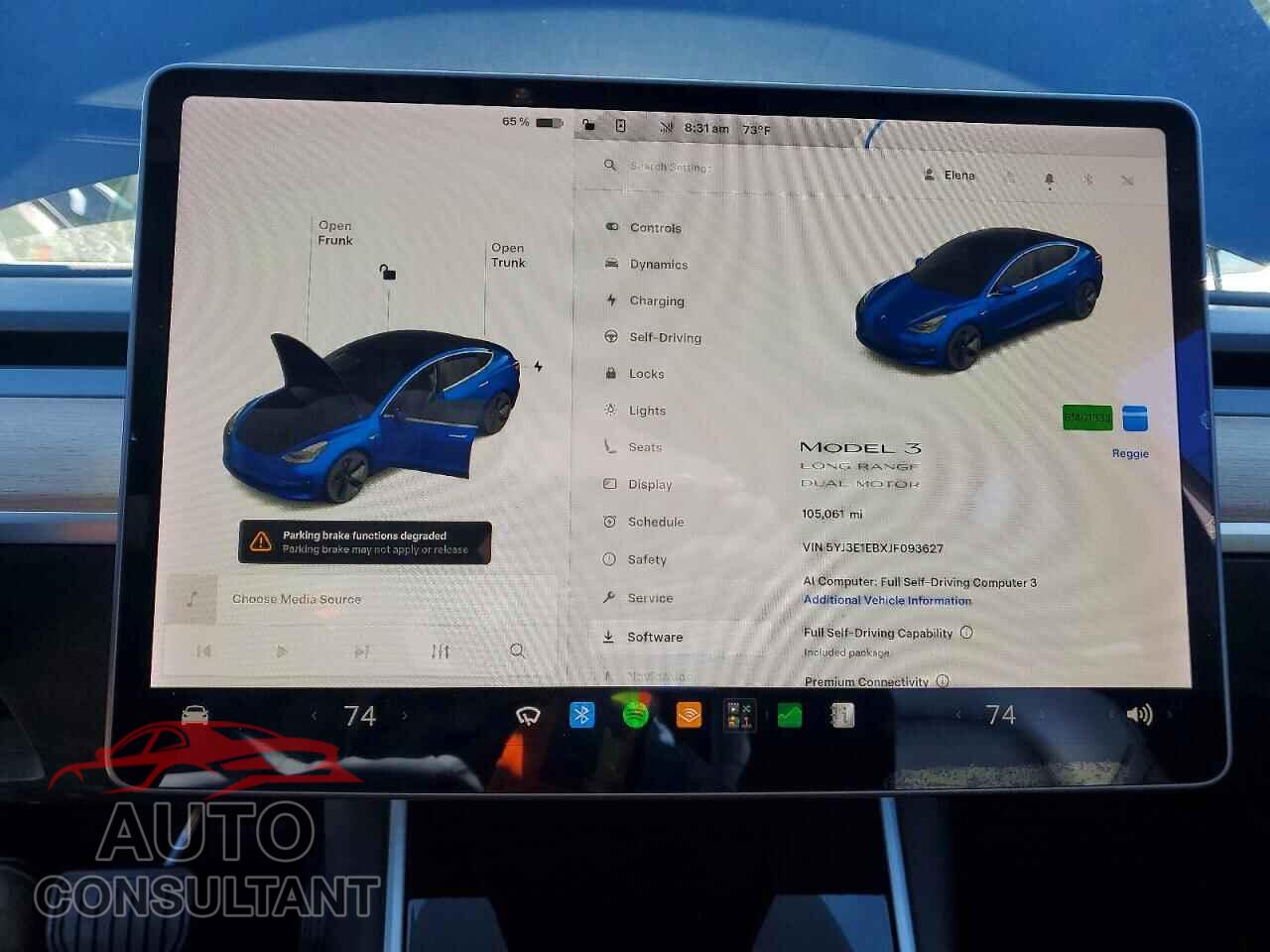 TESLA MODEL 3 2018 - 5YJ3E1EBXJF093627