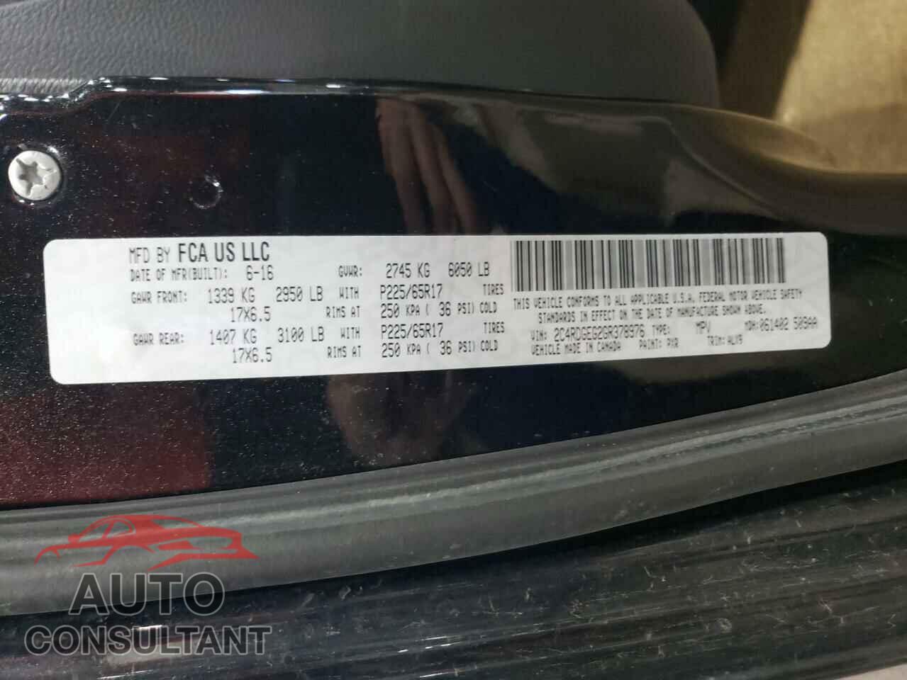 DODGE CARAVAN 2016 - 2C4RDGEG2GR378976