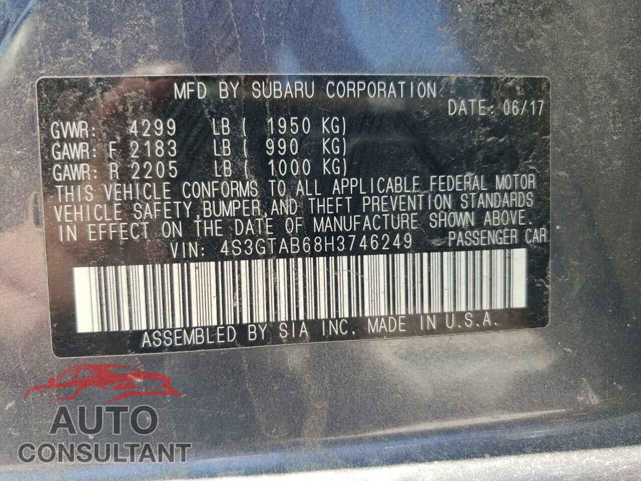 SUBARU IMPREZA 2017 - 4S3GTAB68H3746249