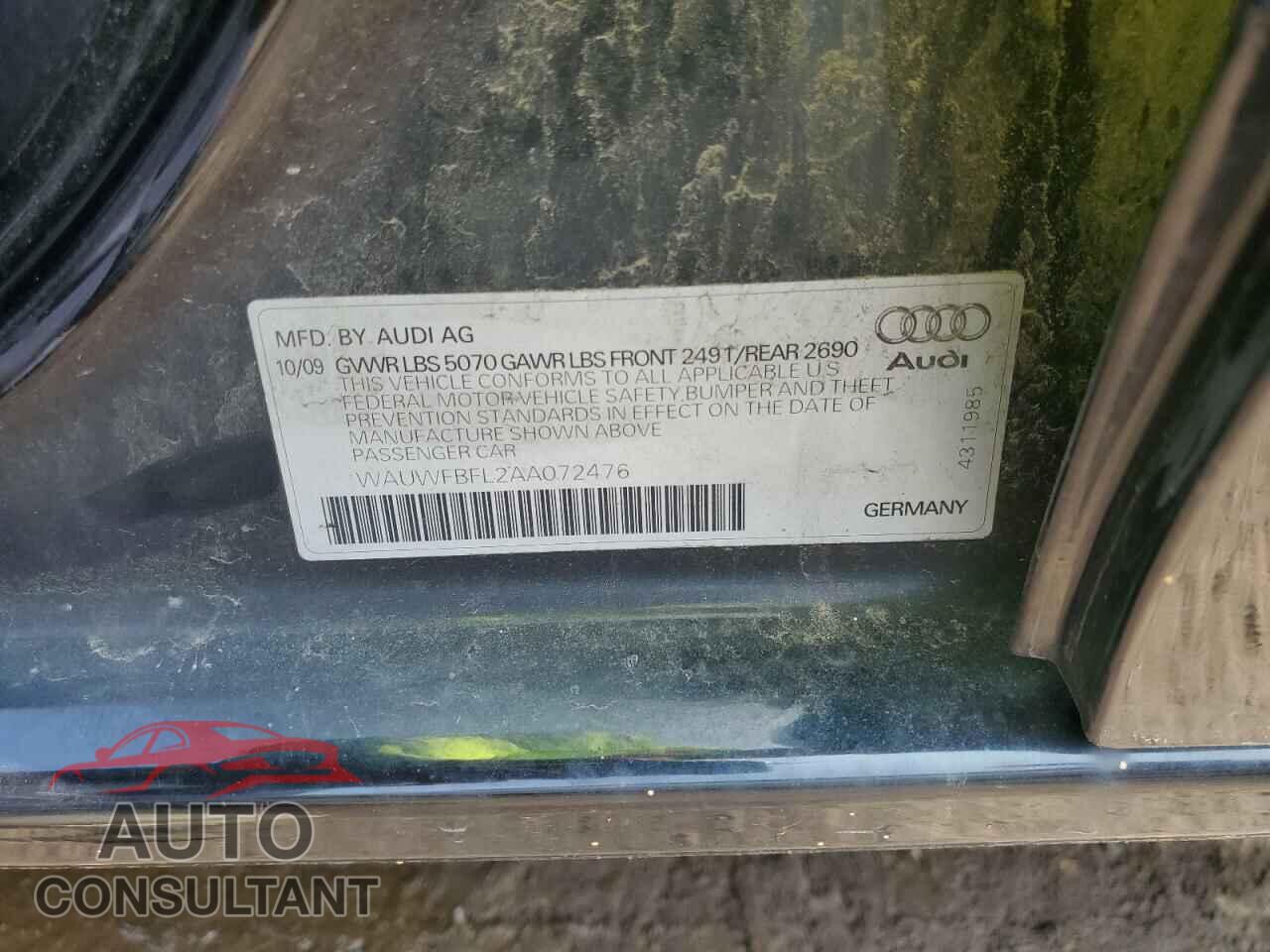 AUDI A4 2010 - WAUWFBFL2AA072476