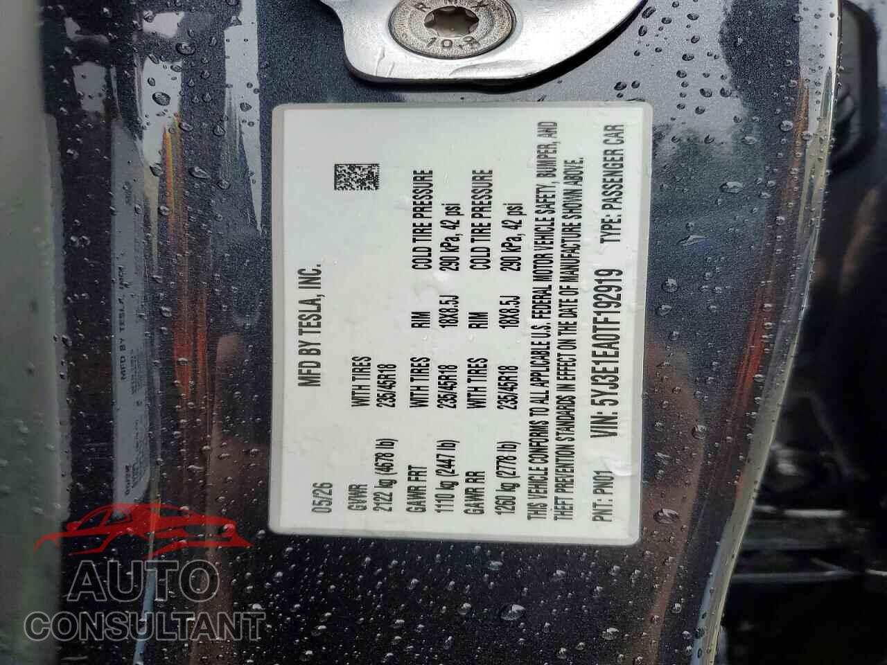 TESLA MODEL 3 2026 - 5YJ3E1EA0TF192919