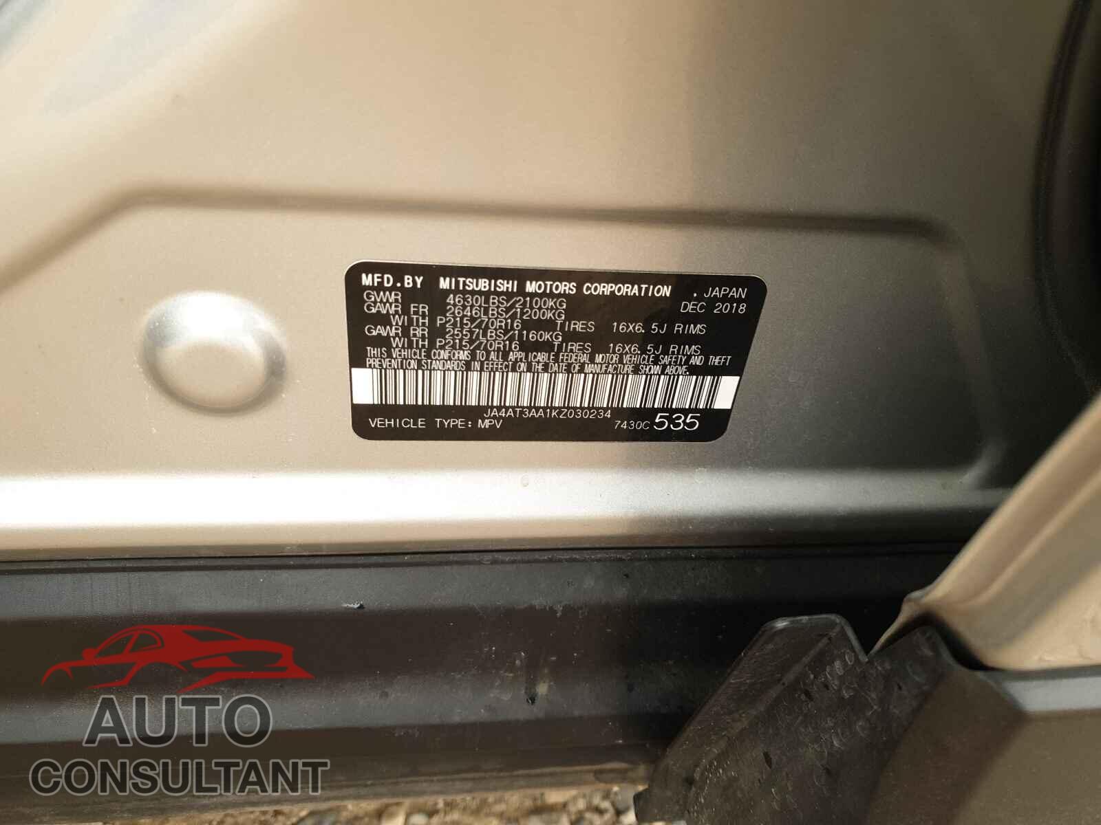 MITSUBISHI ECLIPSE 2019 - JA4AT3AA1KZ030234