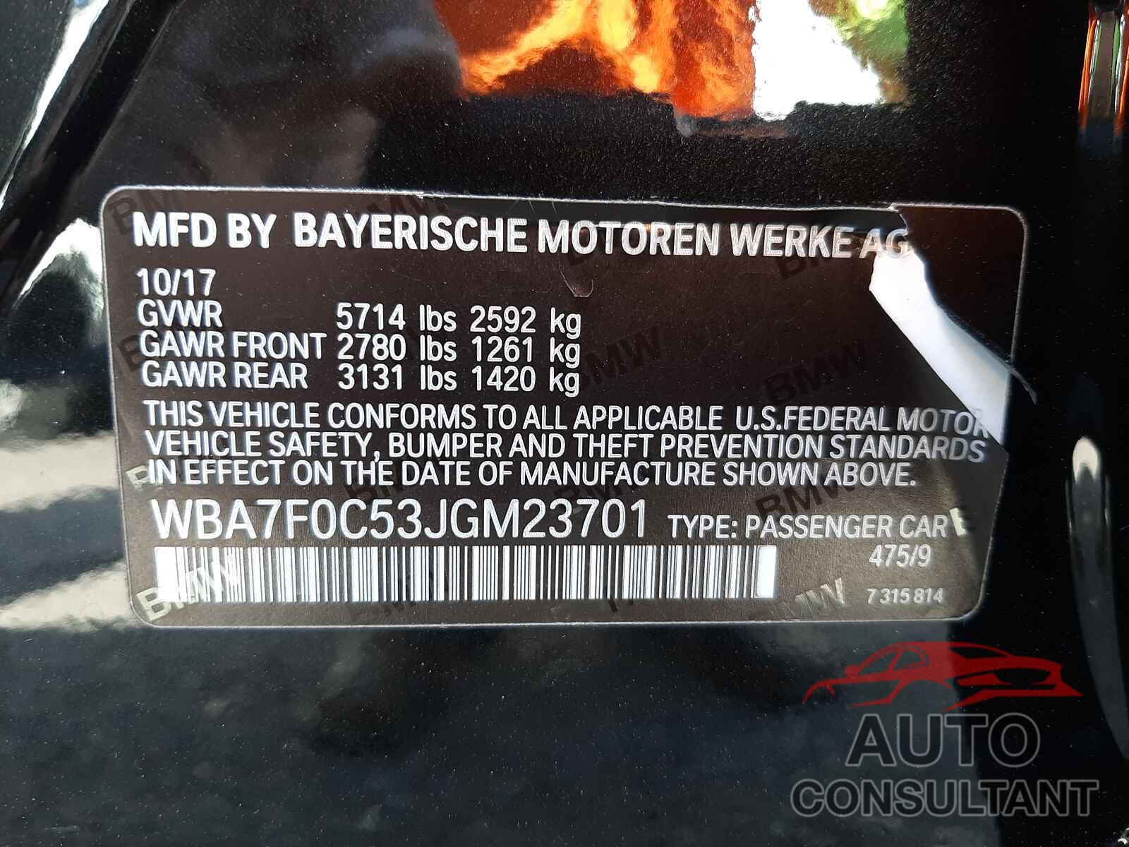 BMW 7 SERIES 2018 - WBA7F0C53JGM23701