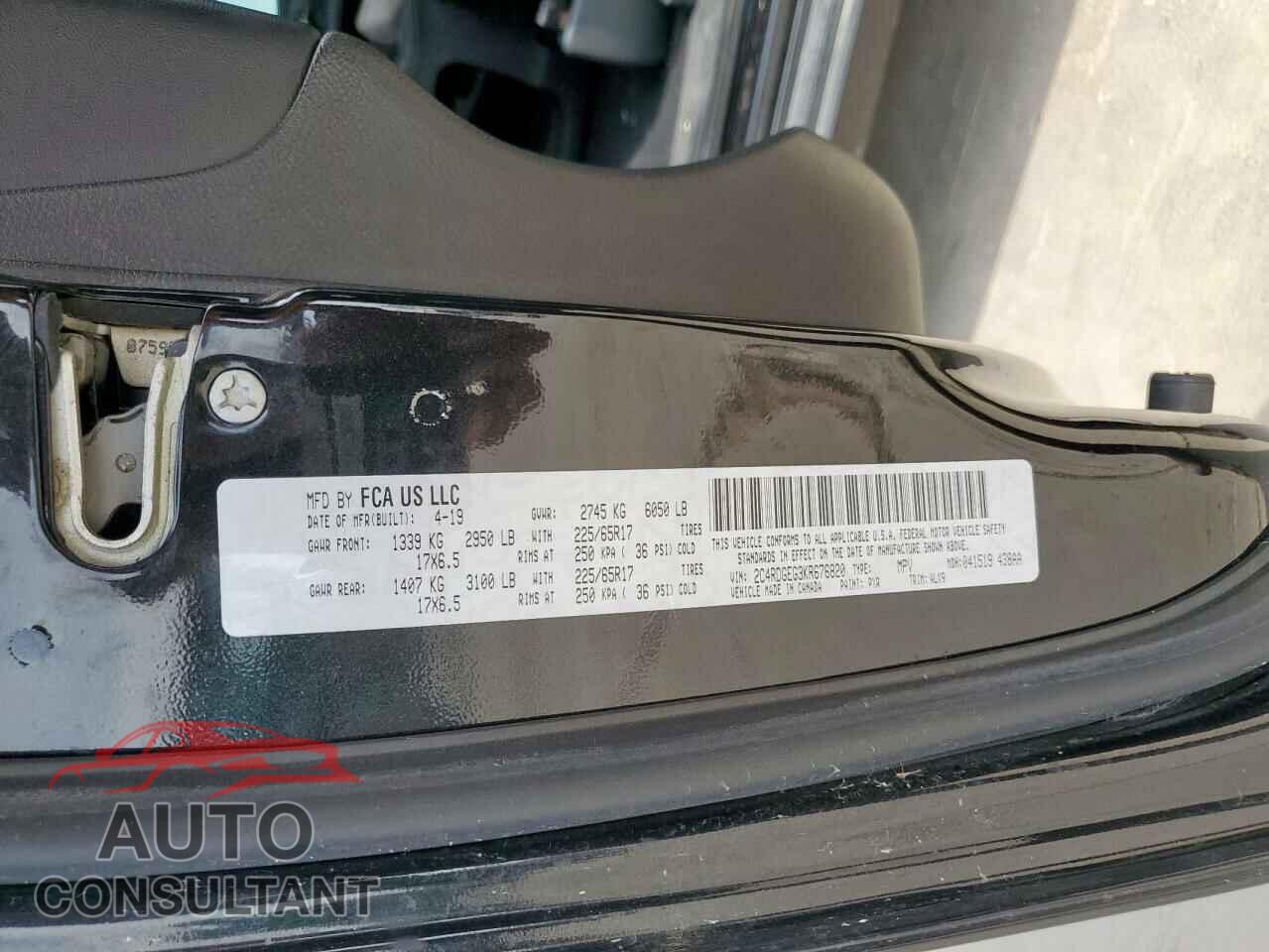 DODGE CARAVAN 2019 - 2C4RDGEG3KR676820