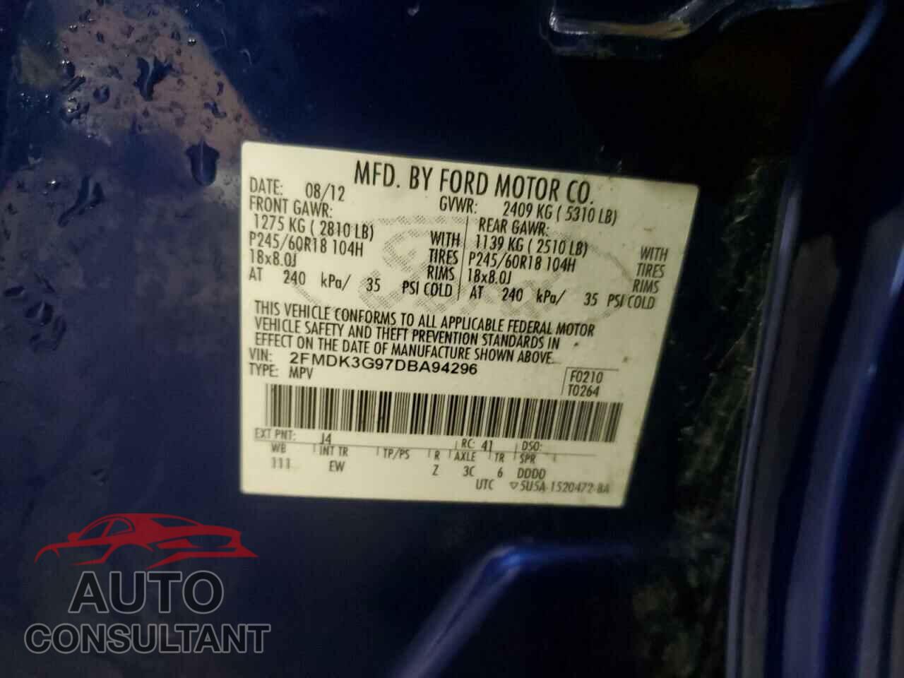 FORD EDGE 2013 - 2FMDK3G97DBA94296