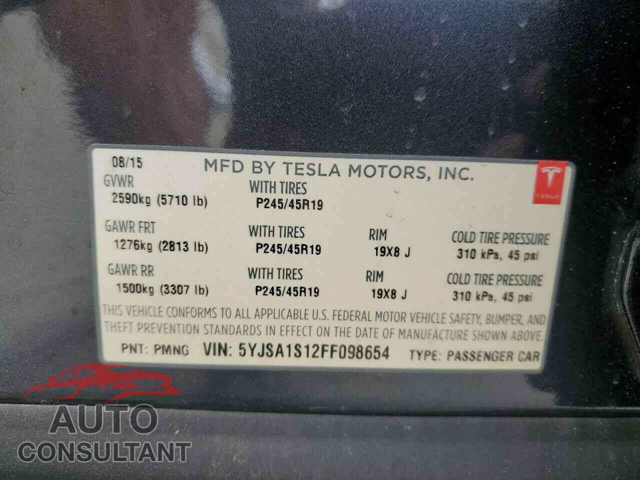TESLA MODEL S 2015 - 5YJSA1S12FF098654