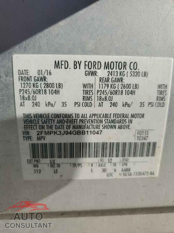 FORD EDGE 2016 - 2FMPK3J94GBB11047