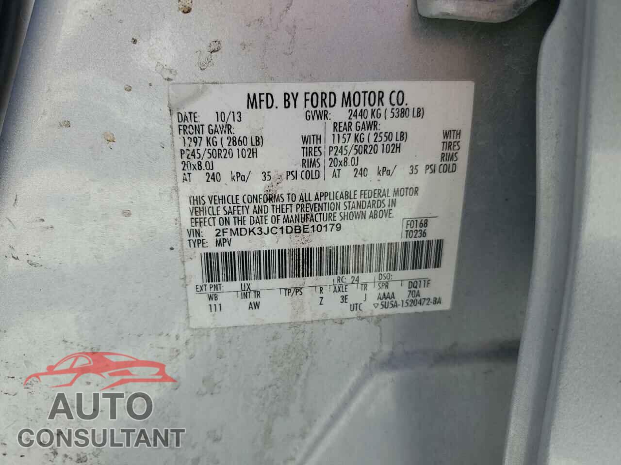 FORD EDGE 2013 - 2FMDK3JC1DBE10179
