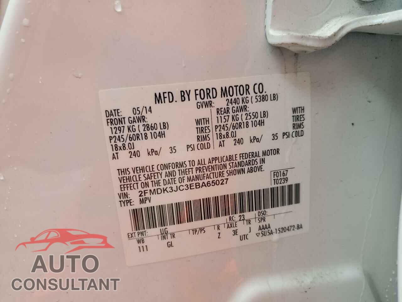 FORD EDGE 2014 - 2FMDK3JC3EBA65027