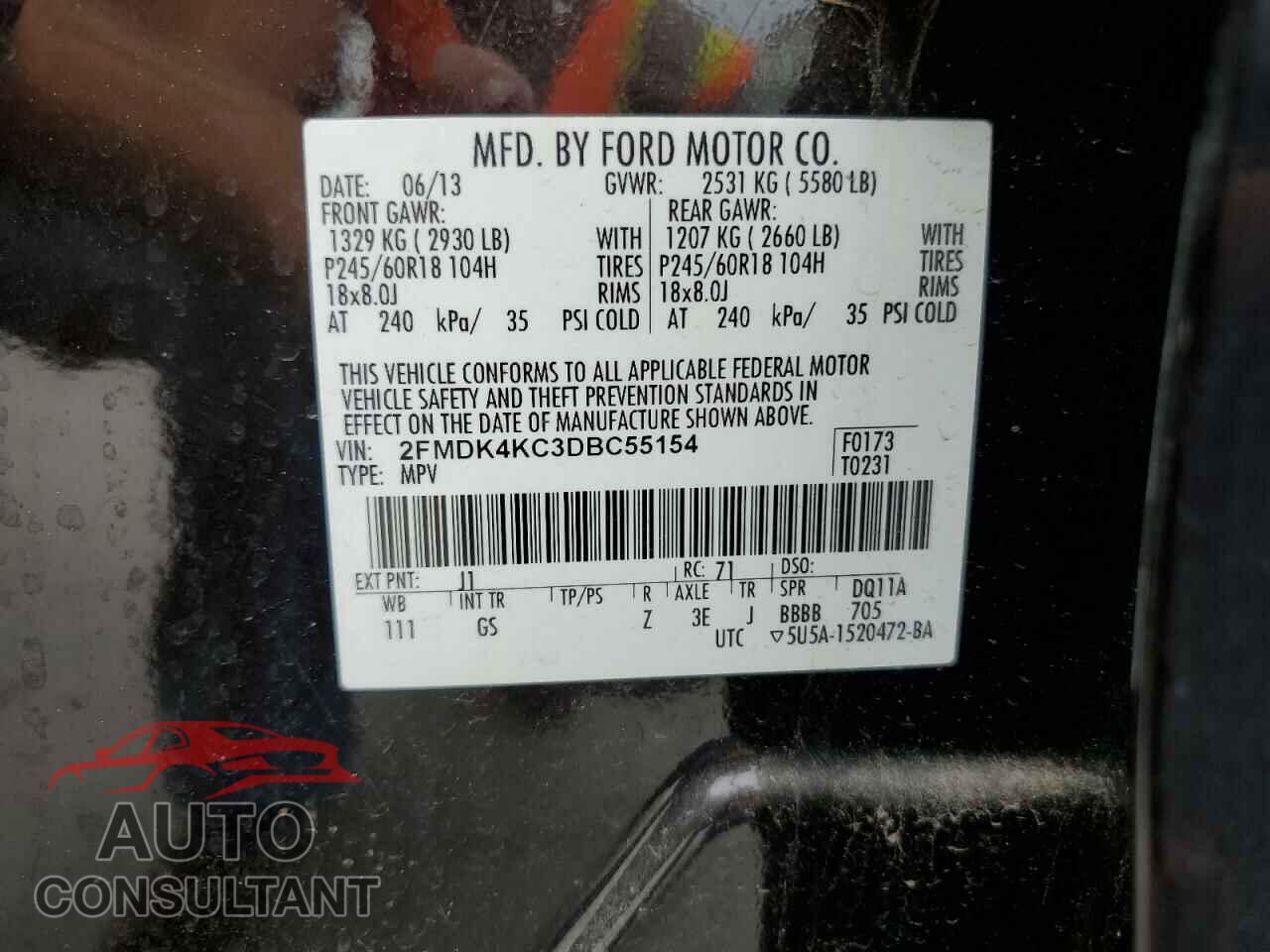 FORD EDGE 2013 - 2FMDK4KC3DBC55154