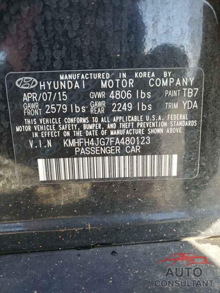 HYUNDAI AZERA 2015 - KMHFH4JG7FA480123