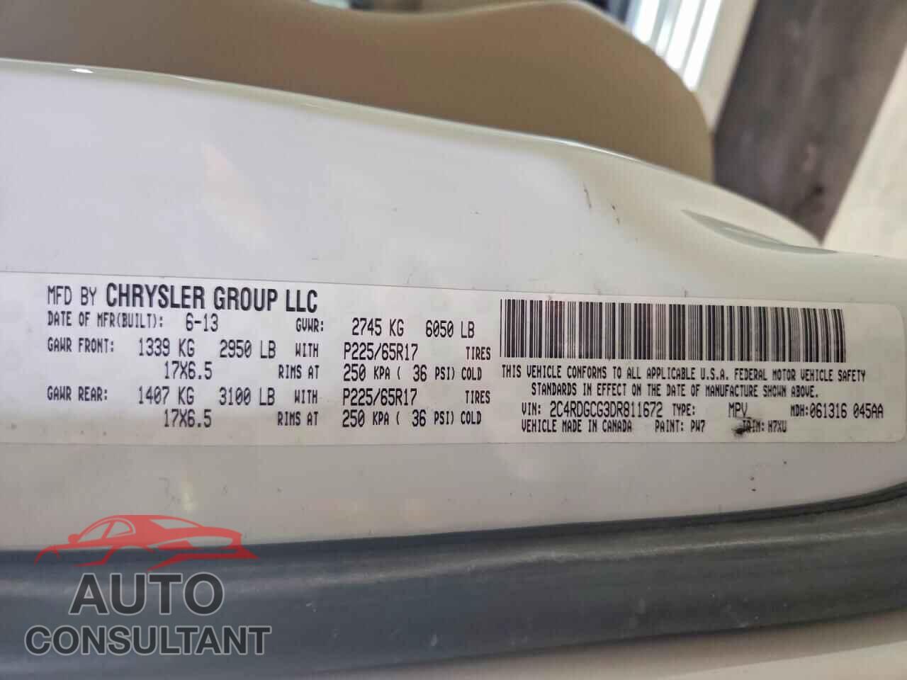 DODGE CARAVAN 2013 - 2C4RDGCG3DR811672