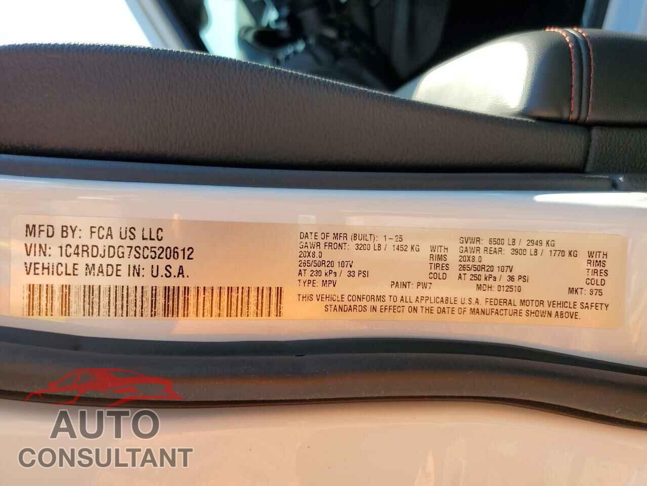 DODGE DURANGO 2025 - 1C4RDJDG7SC520612
