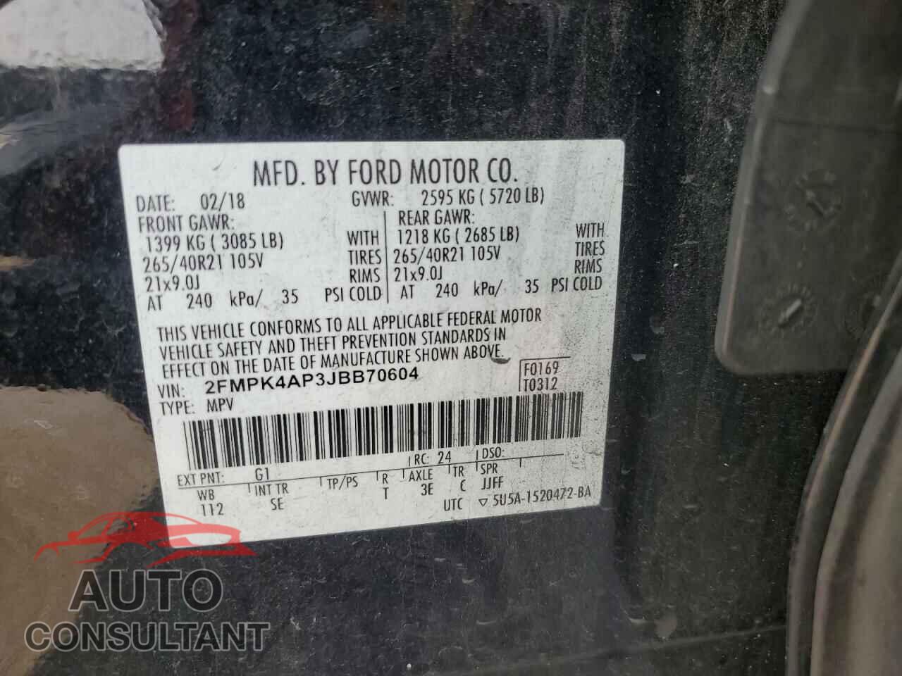 FORD EDGE 2018 - 2FMPK4AP3JBB70604