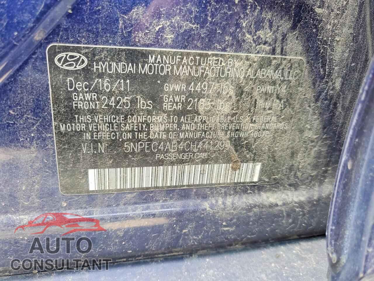 HYUNDAI SONATA 2012 - 5NPEC4AB4CH441299