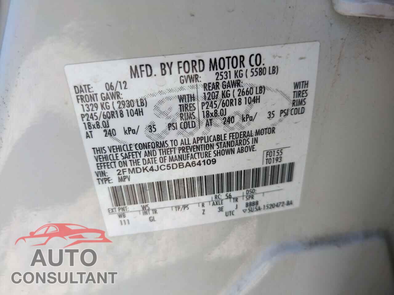 FORD EDGE 2013 - 2FMDK4JC5DBA64109