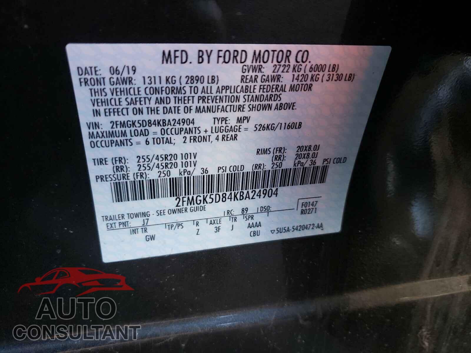 FORD FLEX 2019 - 2FMGK5D84KBA24904