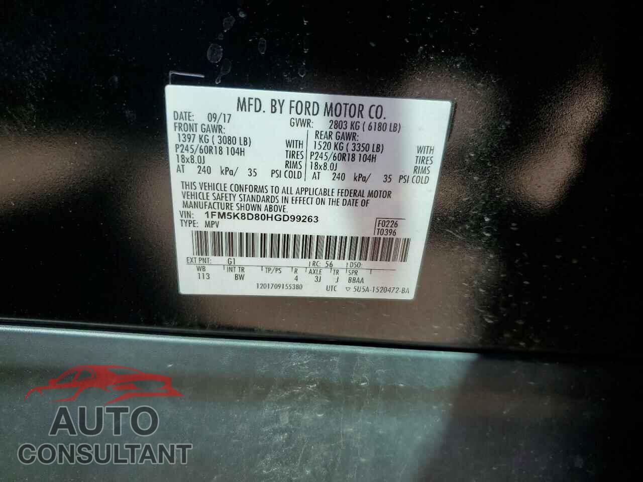 FORD EXPLORER 2017 - 1FM5K8D80HGD99263