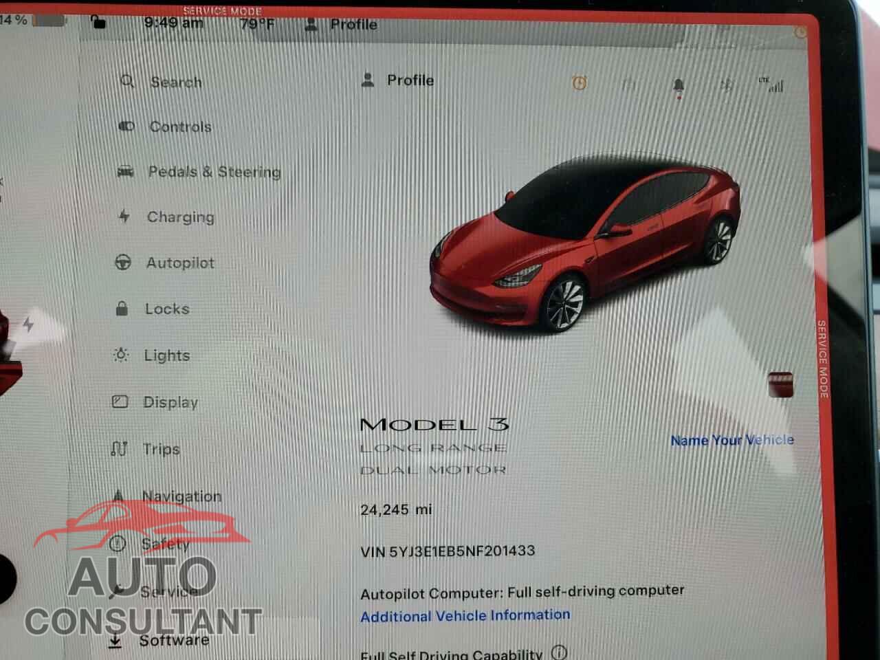 TESLA MODEL 3 2022 - 5YJ3E1EB5NF201433