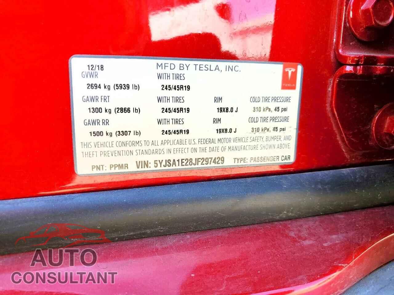 TESLA MODEL S 2018 - 5YJSA1E28JF297429