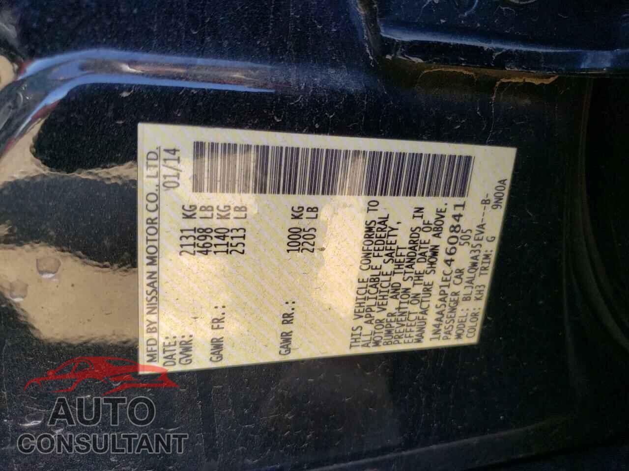 NISSAN MAXIMA 2014 - 1N4AA5AP1EC460841