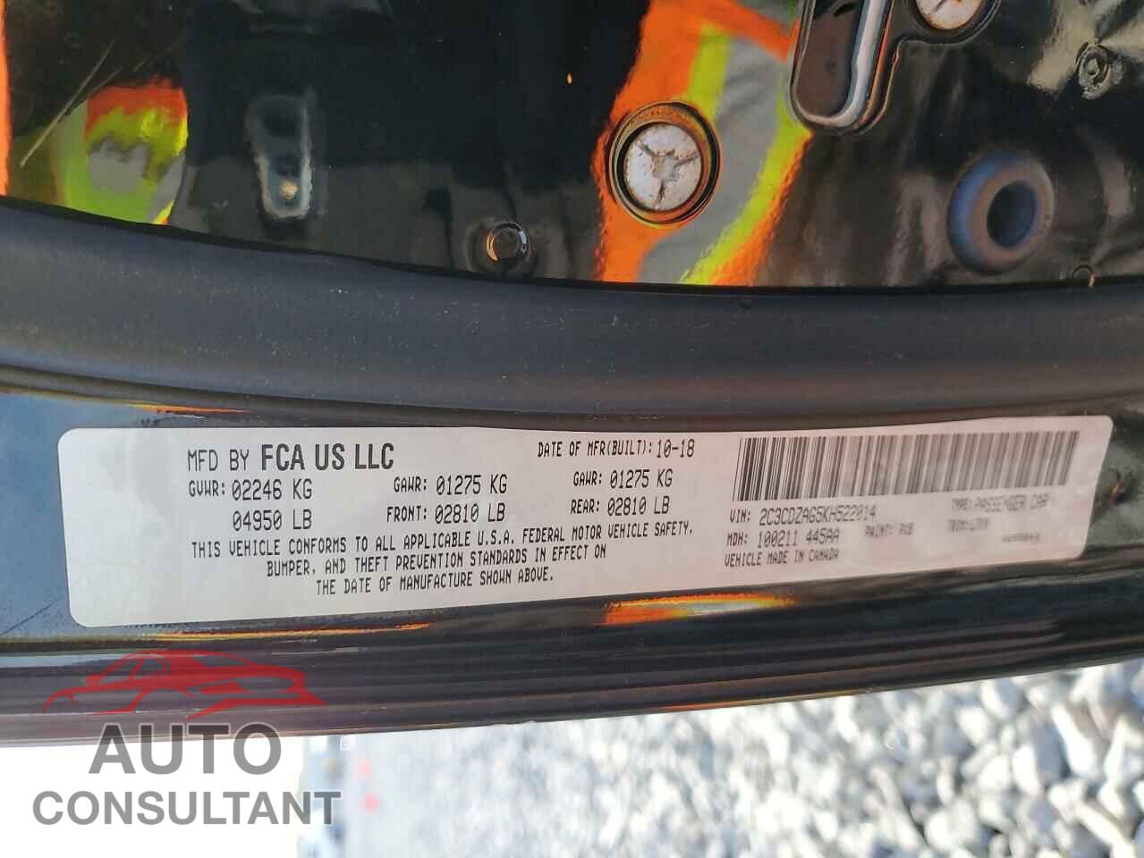 DODGE CHALLENGER 2019 - 2C3CDZAG5KH522014