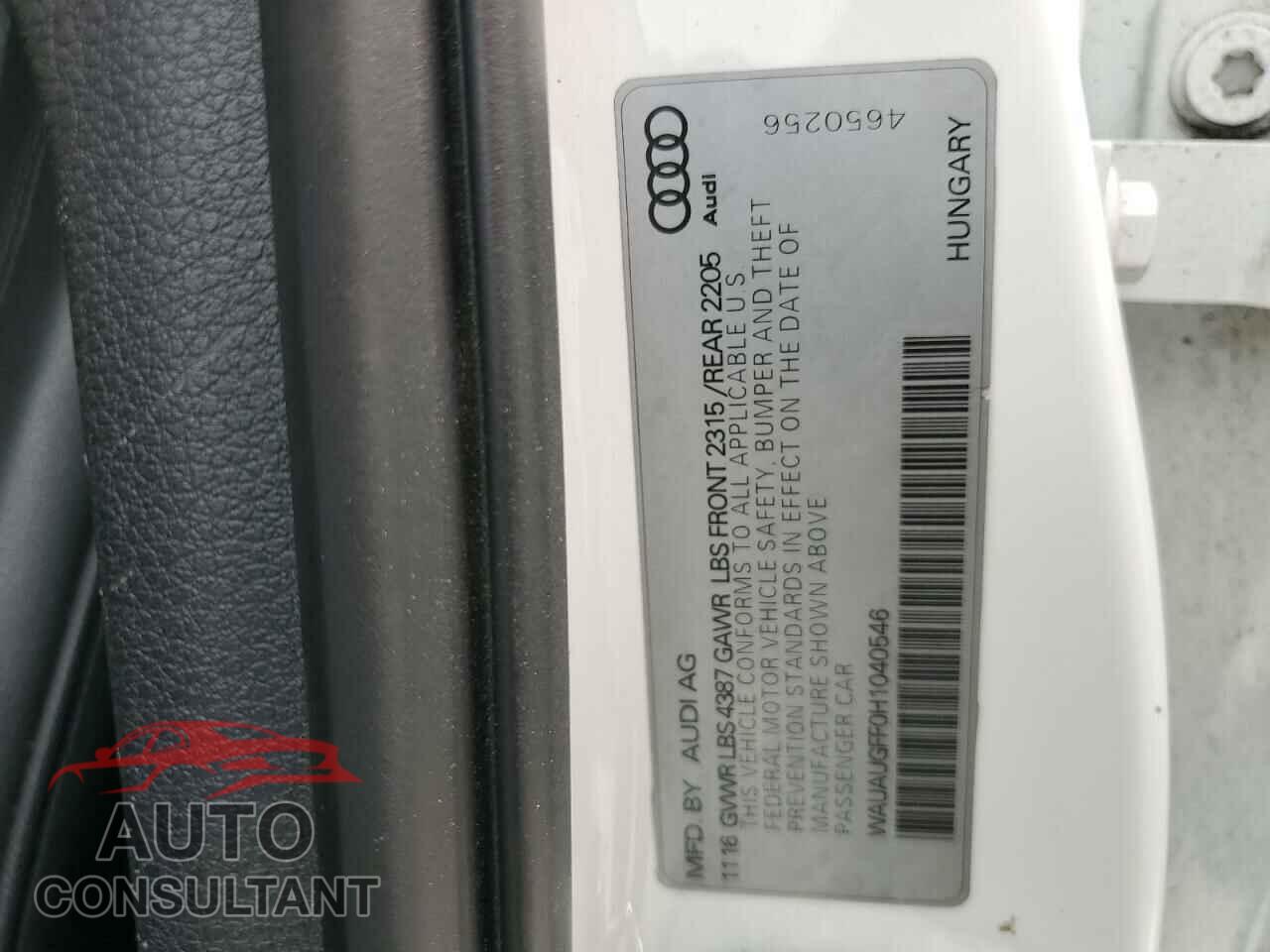 AUDI A3 2017 - WAUAUGFF0H1040546