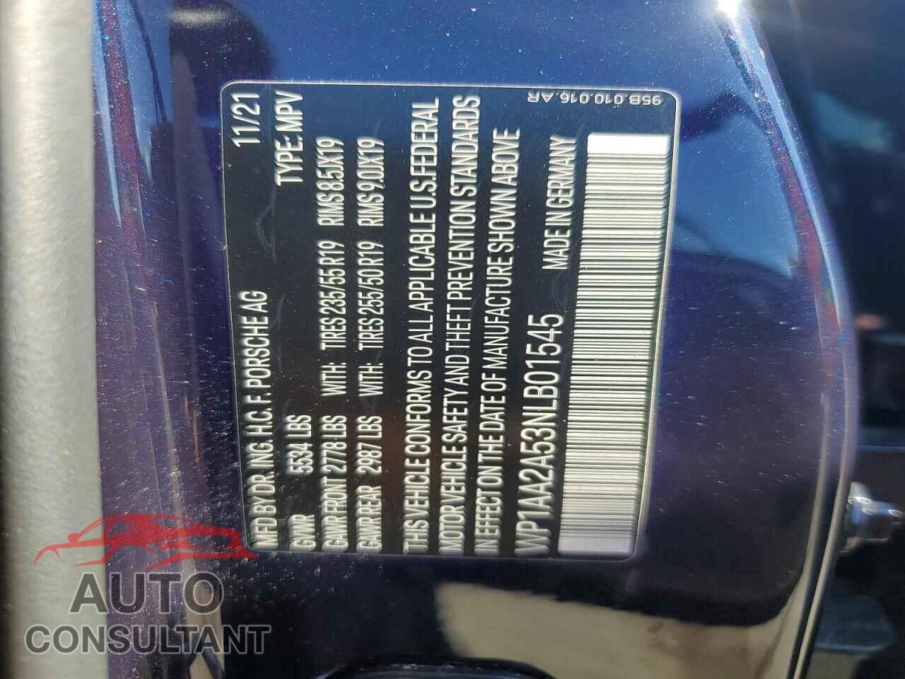 PORSCHE MACAN 2022 - WP1AA2A53NLB01545
