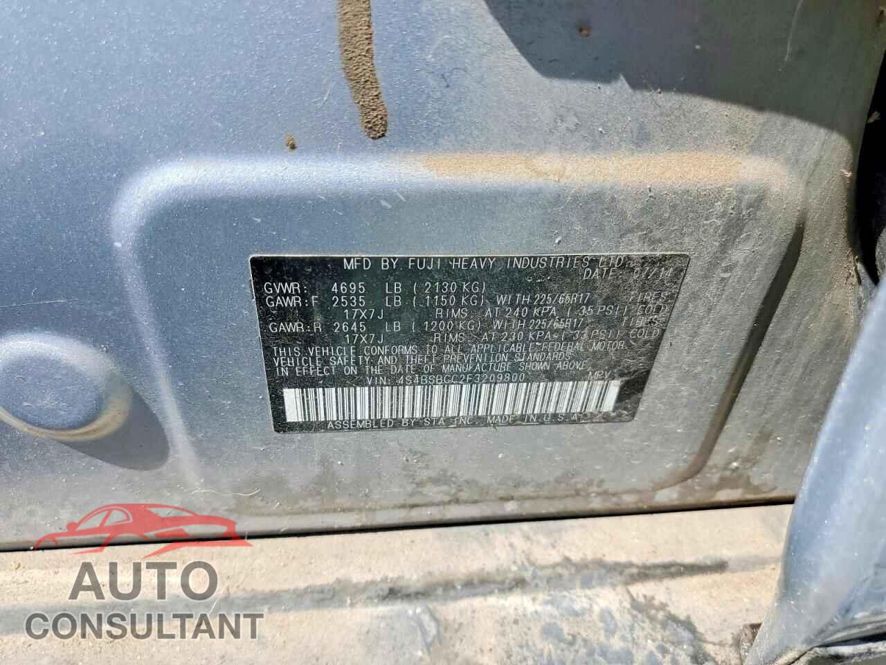 SUBARU OUTBACK 2015 - 4S4BSBCC2F3209800