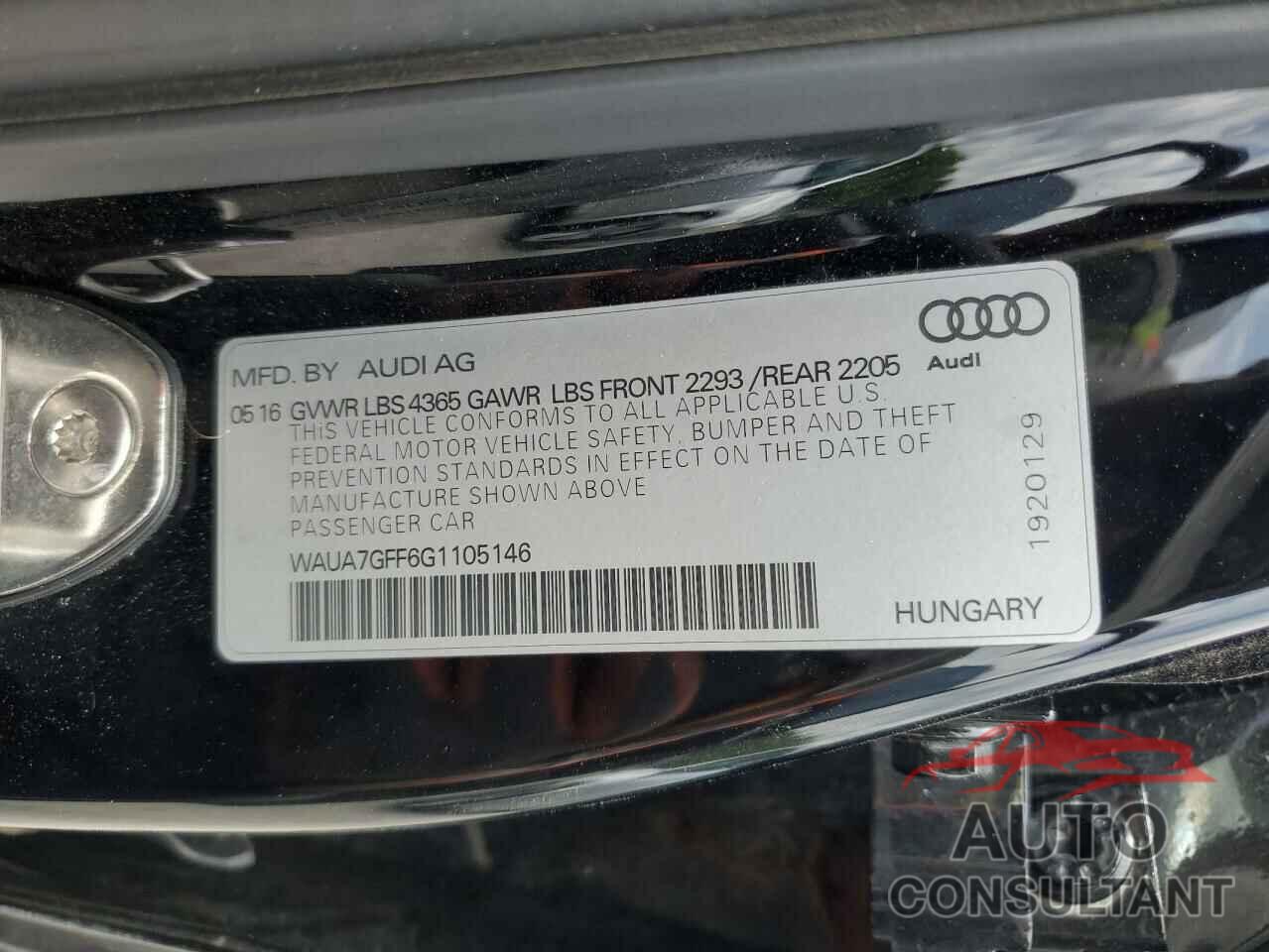 AUDI A3 2016 - WAUA7GFF6G1105146