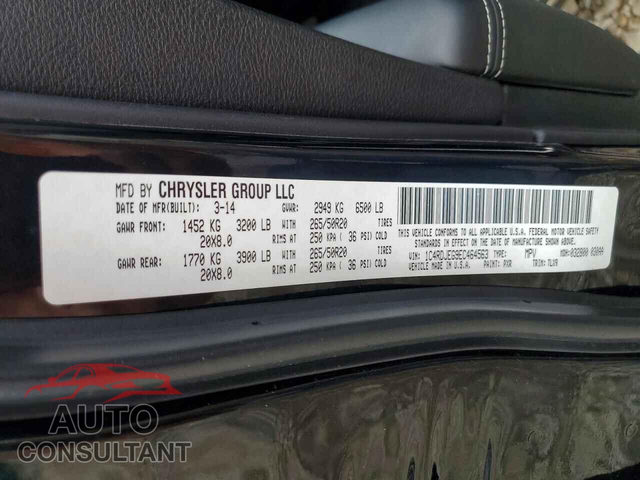 DODGE DURANGO 2014 - 1C4RDJEG9EC464563