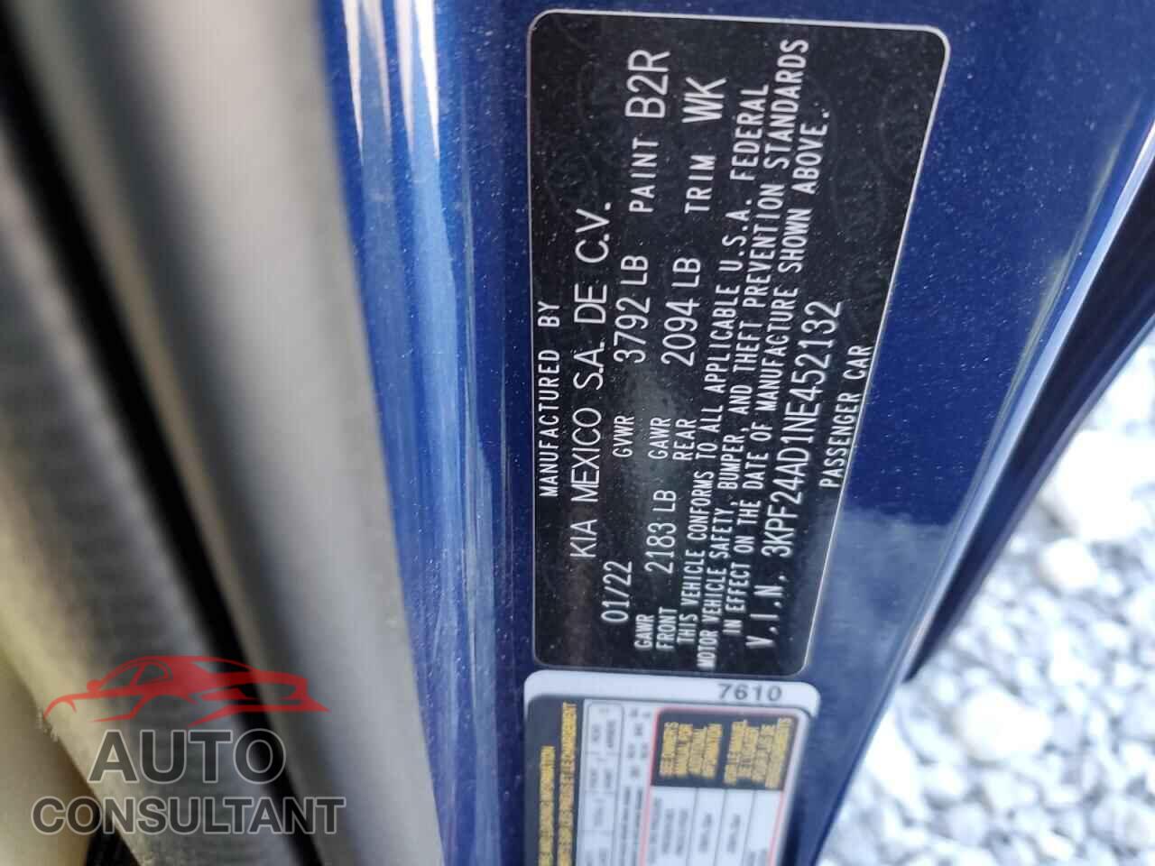 KIA FORTE 2022 - 3KPF24AD1NE452132