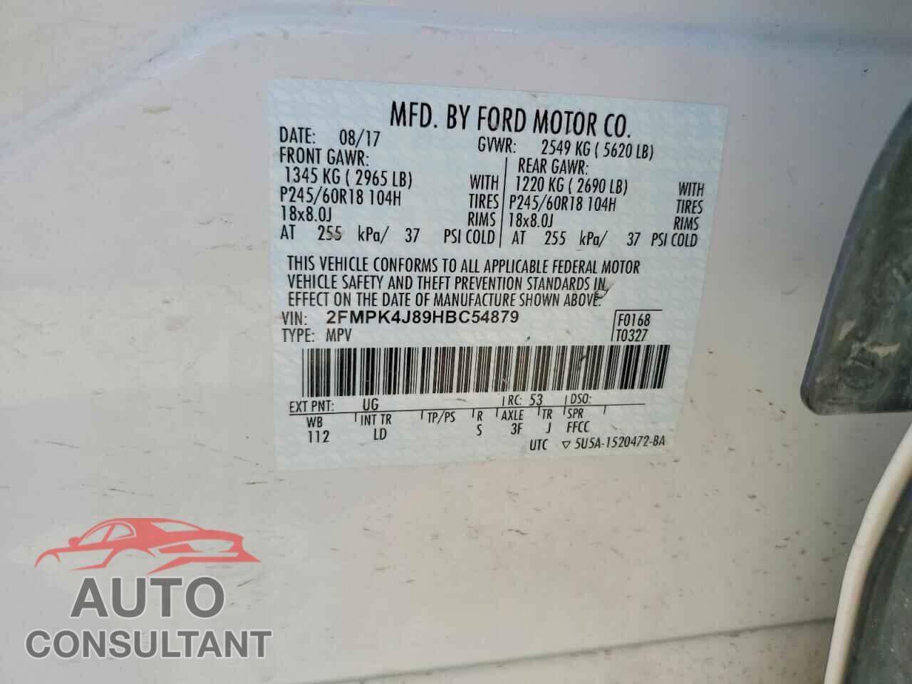 FORD EDGE 2017 - 2FMPK4J89HBC54879