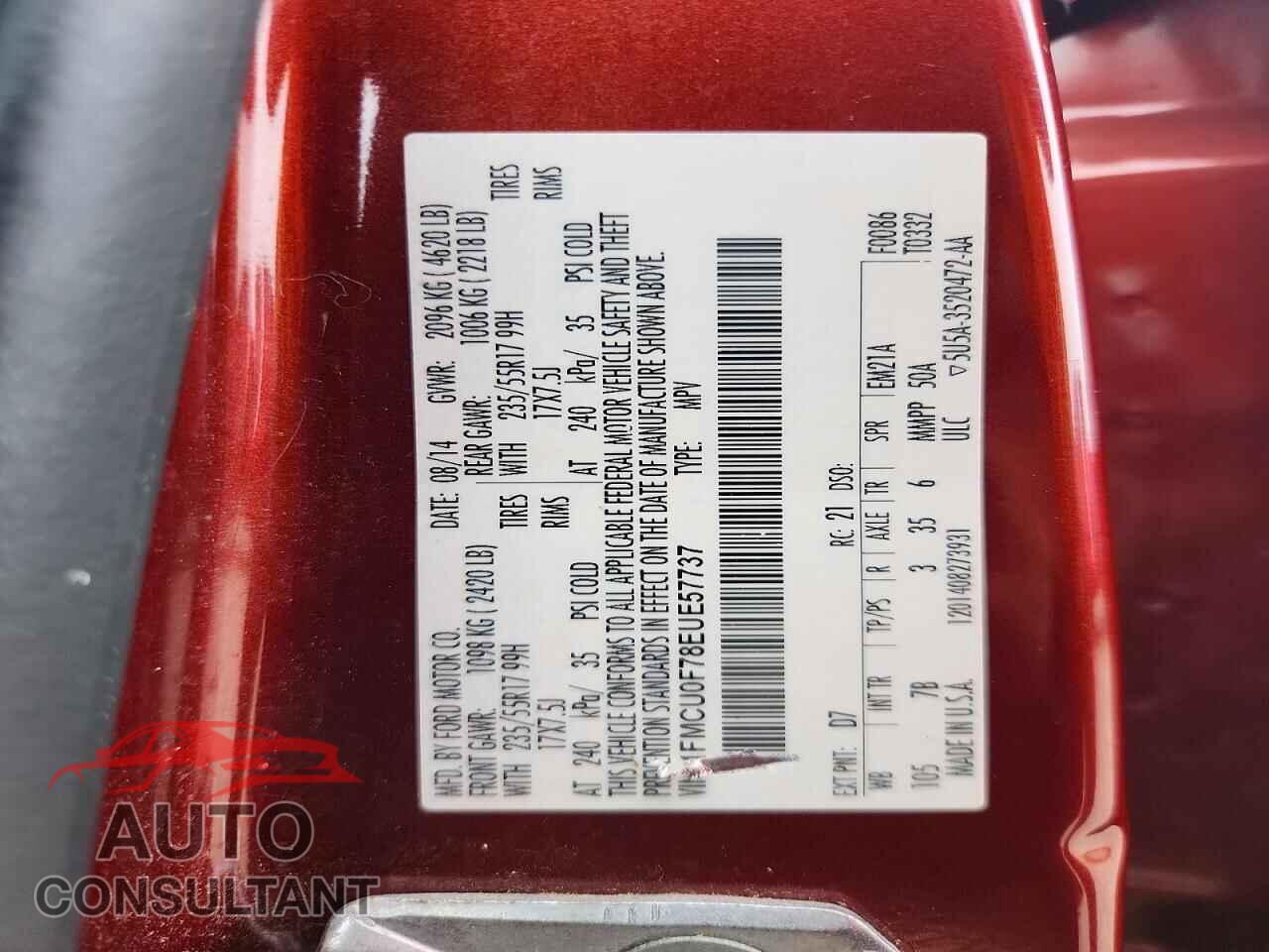 FORD ESCAPE 2014 - 1FMCU0F78EUE57737