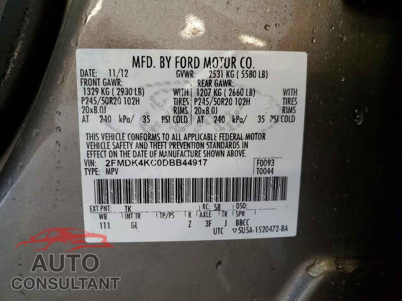FORD EDGE 2013 - 2FMDK4KC0DBB44917
