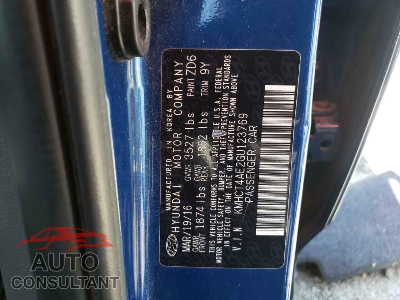 HYUNDAI ACCENT 2016 - KMHCT4AE2GU123769