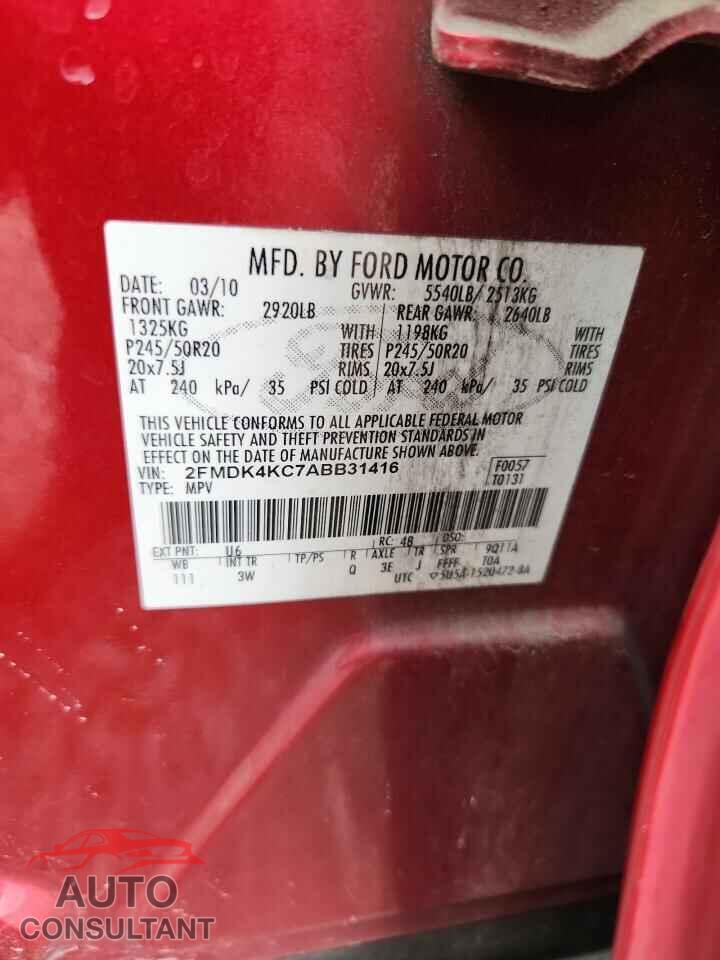 FORD EDGE 2010 - 2FMDK4KC7ABB31416