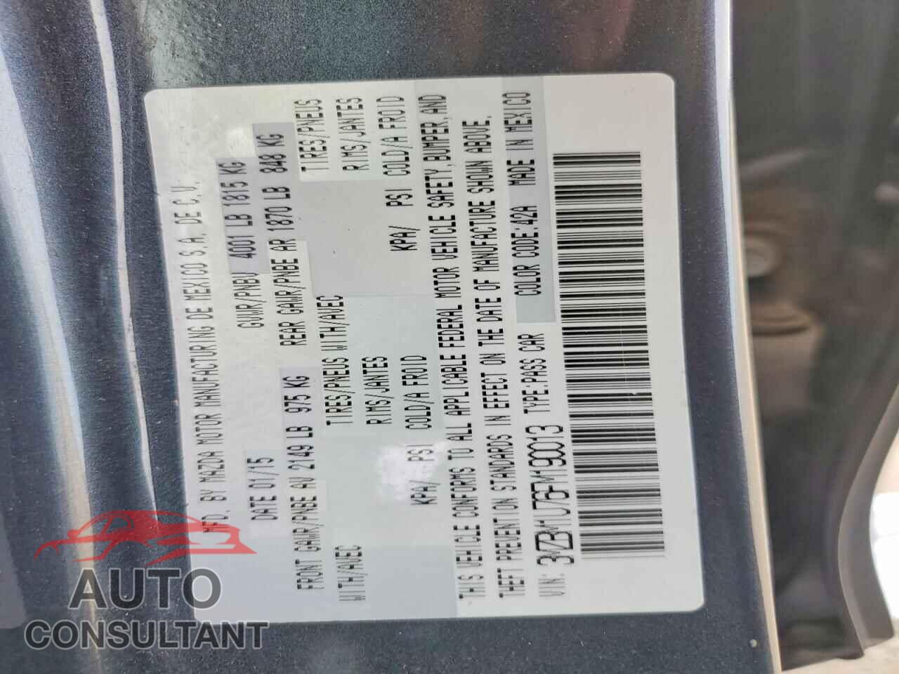 MAZDA 3 2015 - 3MZBM1U76FM190013
