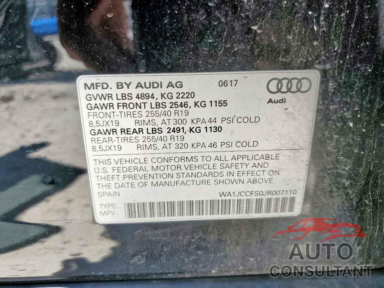 AUDI Q3 2018 - WA1JCCFS0JR007110