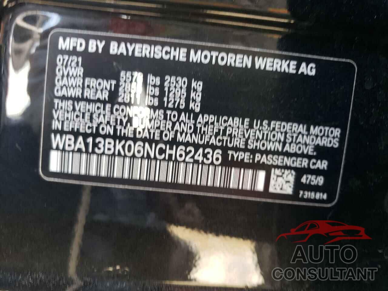 BMW M5 2022 - WBA13BK06NCH62436