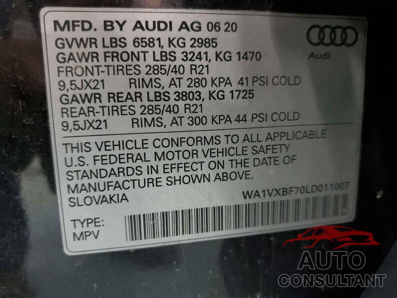 AUDI Q7 2020 - WA1VXBF70LD011007