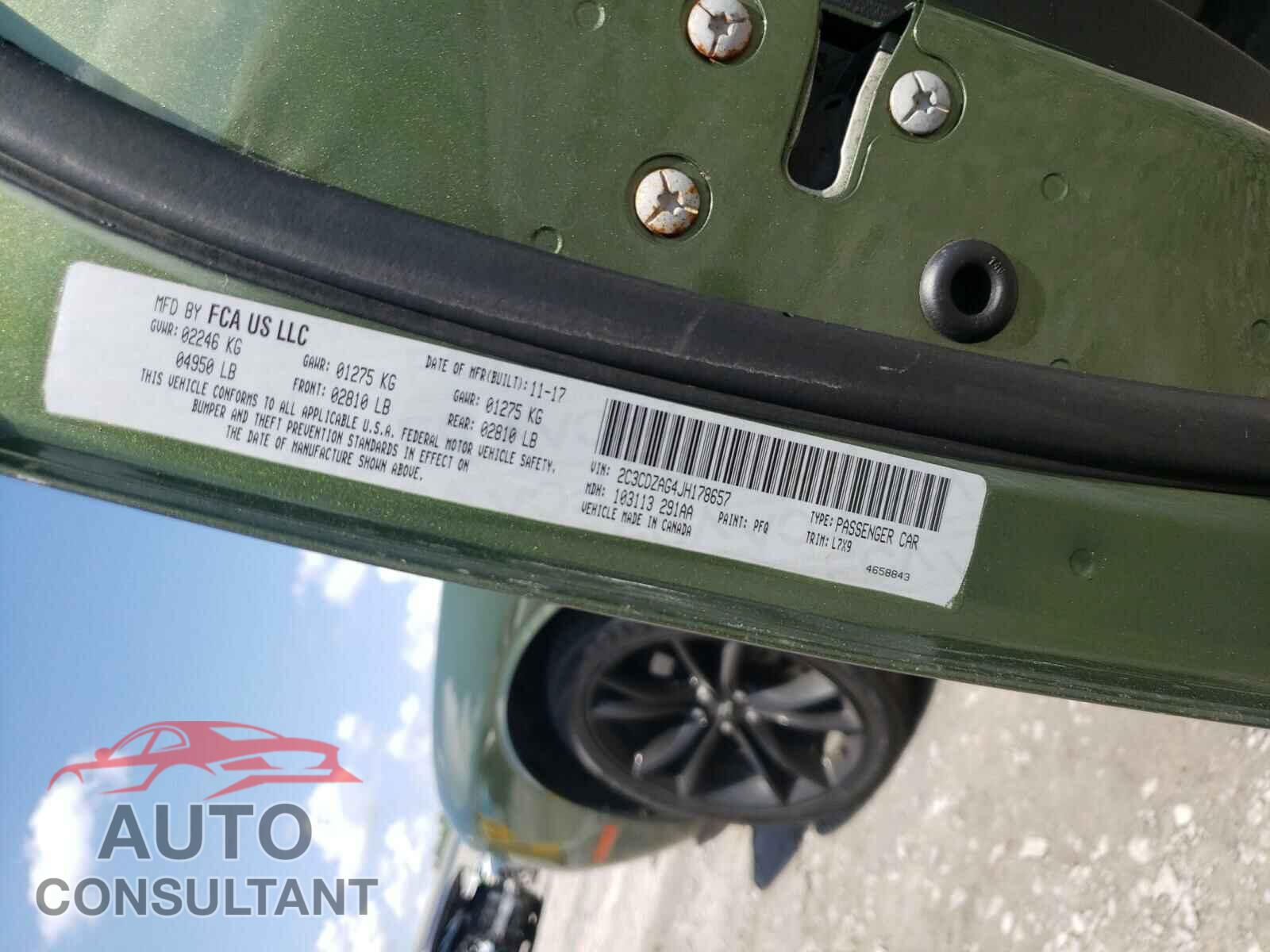 DODGE CHALLENGER 2018 - 2C3CDZAG4JH178657