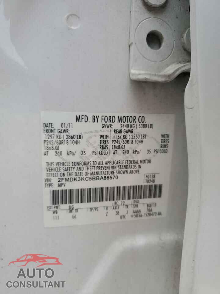 FORD EDGE 2011 - 2FMDK3KC5BBA86570