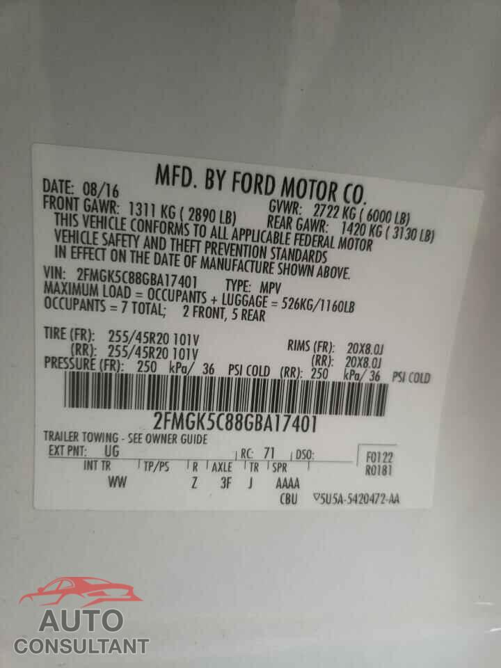 FORD FLEX 2016 - 2FMGK5C88GBA17401